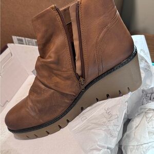 Diba True Brown Wedge Ankle Boots